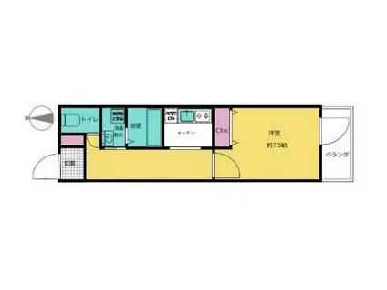 エワタリビル(1K/6階)の間取り写真