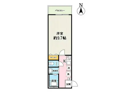 カルム新越谷(1K/3階)の間取り写真