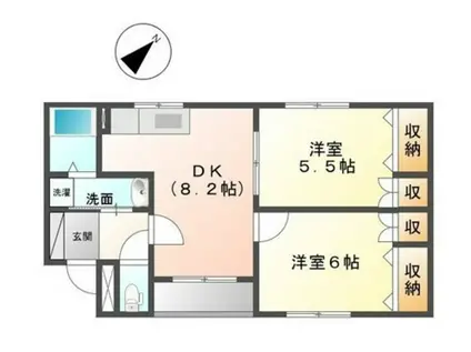 ロイヤルハイツ藤田(2DK/1階)の間取り写真