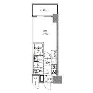 S-RESIDENCE難波大国町UNO(1K/7階)の間取り写真
