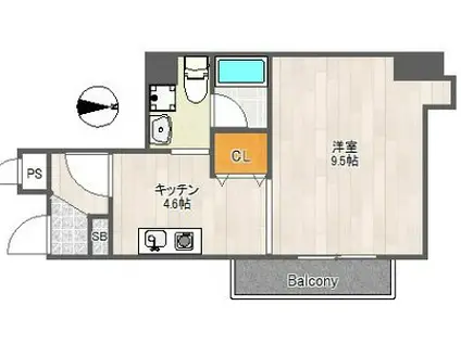 民泊物件 ROMISKY南久宝寺(1K/6階)の間取り写真