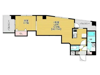 メゾン ド シエルVIII(1LDK/9階)の間取り写真