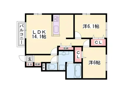 セーフティーコートII(2LDK/1階)の間取り写真