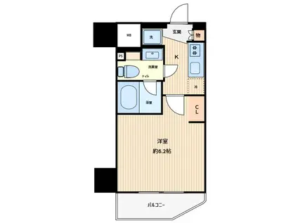 プレール・ドゥーク川口並木(1K/5階)の間取り写真