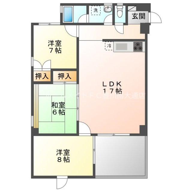 ウエスト-1(3LDK/2階)の間取り写真