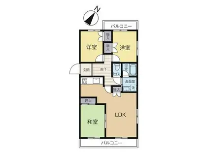 フィオーレ佐鳴台(3LDK/2階)の間取り写真