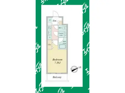 マリオン城西(1K/4階)の間取り写真