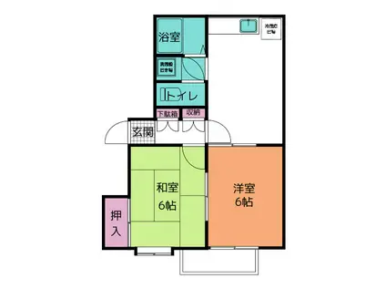 ムーンシャイン2番館(2DK/2階)の間取り写真