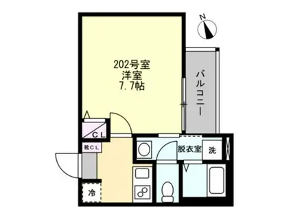 ベイルーム藤沢長後(1K/2階)の間取り写真