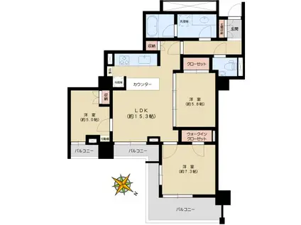 アトラスタワー小石川(3LDK/24階)の間取り写真