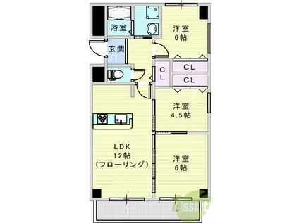 パークアヴェニュー緑地(3LDK/1階)の間取り写真