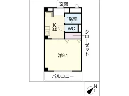 ハイツKANBE(1K/2階)の間取り写真