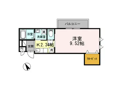 エクレール星川(1K/3階)の間取り写真