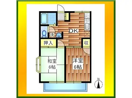 フローラ南町(2DK/1階)の間取り写真