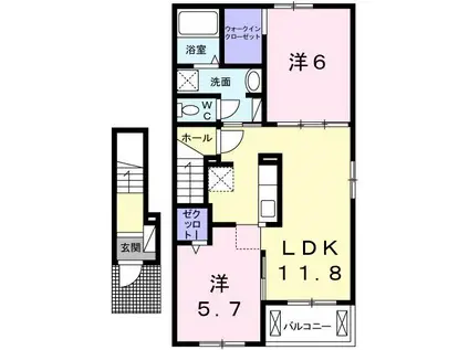 メゾン フローラル(2LDK/2階)の間取り写真