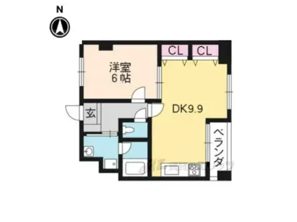 リエス西院(1DK/9階)の間取り写真