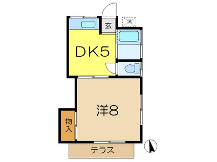 加藤荘 B棟(1DK/1階)の間取り写真