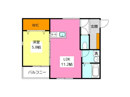 クレシア井尻(1LDK/2階)の間取り写真