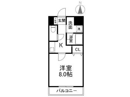 アメージングエステート北野乃杜(1K/2階)の間取り写真