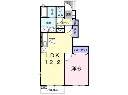 サンリット アベニュ- B(1LDK/1階)の間取り写真