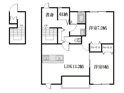 メリーコートD棟(2LDK/2階)の間取り写真