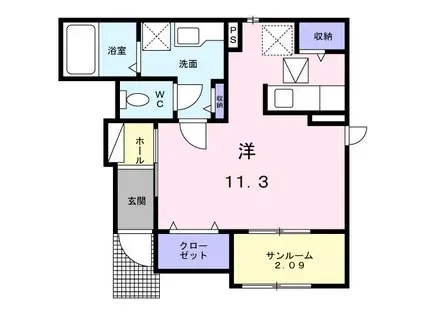 サン・グレイスIV(ワンルーム/1階)の間取り写真