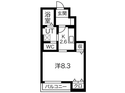 ルミナス六十人町(1K/1階)の間取り写真