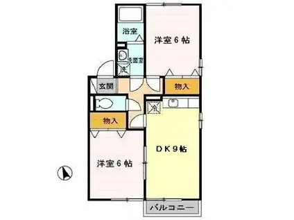 リビングタウン金池 I(2DK/2階)の間取り写真