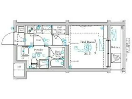 MIND 武蔵中原(1K/2階)の間取り写真