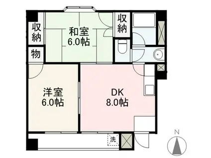 プレアール香西(2DK/2階)の間取り写真