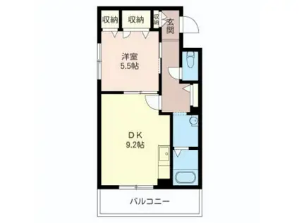 ボーフルーヴナガセ(1LDK/3階)の間取り写真