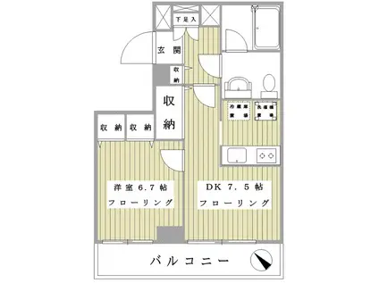 メゾンウワマチ(1DK/2階)の間取り写真