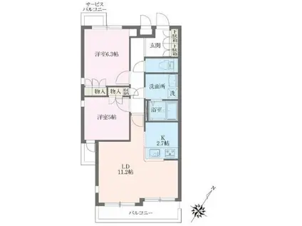 プレジオコート(2LDK/2階)の間取り写真