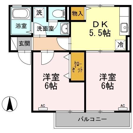 SEJOUR KIKKAWA(2DK/1階)の間取り写真