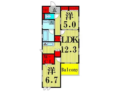 SAGITTARIA-T(2LDK/2階)の間取り写真