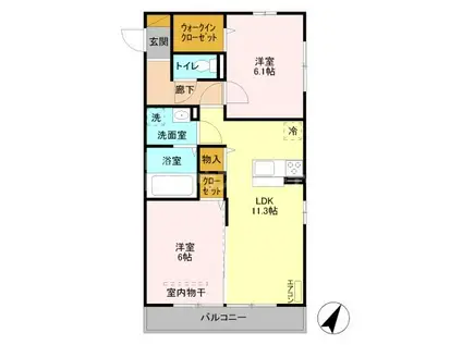 ファルツ大宮(2LDK/3階)の間取り写真