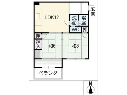 マウンティンやかた2(2LDK/3階)の間取り写真