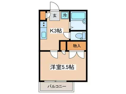 多摩コーポ(ワンルーム/1階)の間取り写真