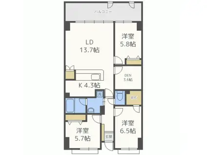 アイランドシティインフィニガーデンサウス棟(3SLDK/5階)の間取り写真