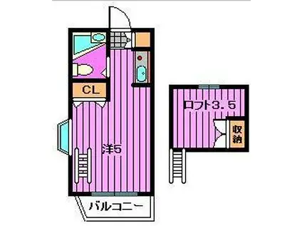 クリエイト西川口第3(ワンルーム/1階)の間取り写真