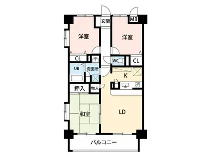 ヴィルヌーブ(3LDK/4階)の間取り写真