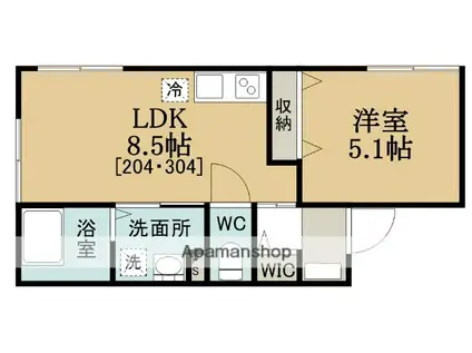 メゾン習志野I(1LDK/2階)の間取り写真