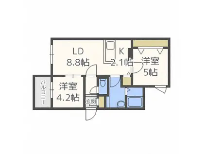 イル・フィーレ(2LDK/2階)の間取り写真