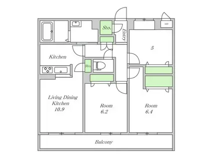 シャーメゾン田辺(2SLDK/1階)の間取り写真