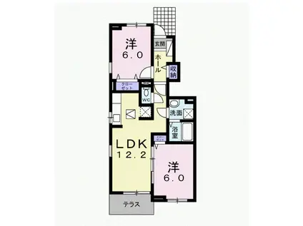 ベルドミール・ドゥ(2LDK/1階)の間取り写真