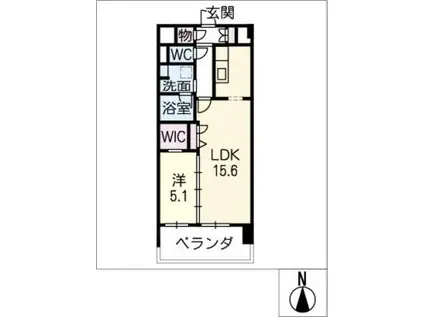ロンド ヴェルチュ白川公園(1LDK/6階)の間取り写真