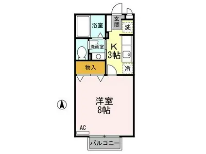 ルクレールブランAB(1K/2階)の間取り写真