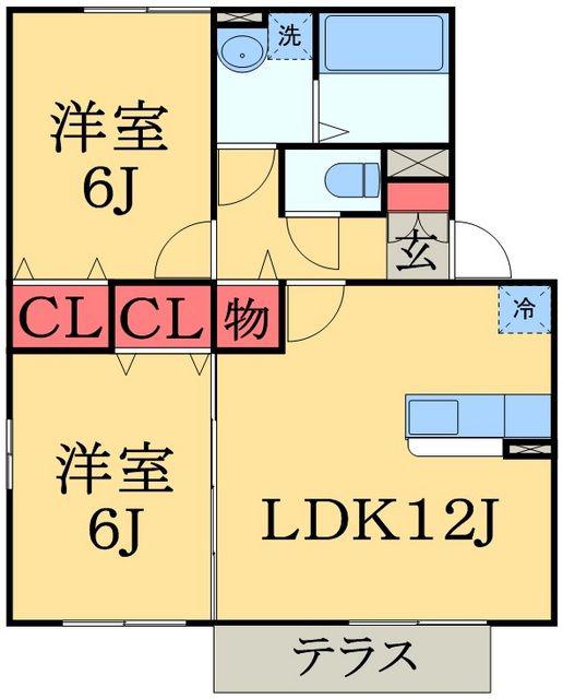 ボナール(2LDK/1階)の間取り写真