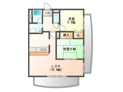 アロンジェ・ビラージュ(2LDK/5階)の間取り写真