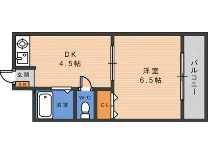 カルム湯里(1DK/3階)の間取り写真